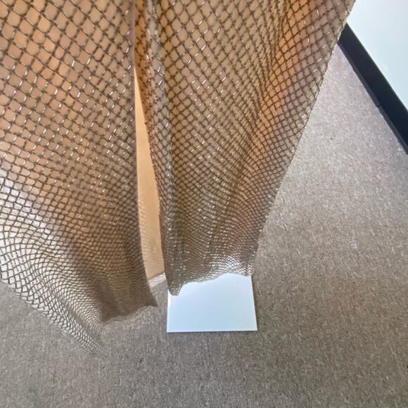 Mac Duggal NWT Beaded Butterfly Sleeve Column Gown in Nude Silver Sz 14 - Picture 9 of 12